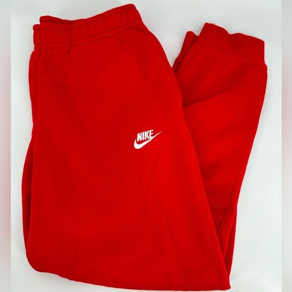 Nike Sportswear Club Fleece Mens Track Pants Red Size Medium - Picture 3 of 10
